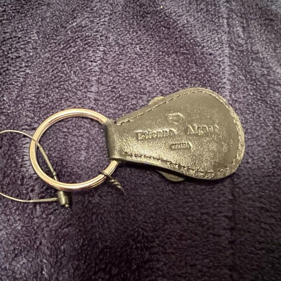 NWT! Etienne Aigner Black Leather "Bloom" Keychain - Picture 2 of 3